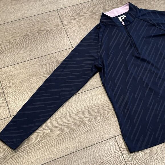 FootJoy Sweater Womens M Blue 1/4 Zip Golf Tennis Performance Preppy AOP - Picture 2 of 9